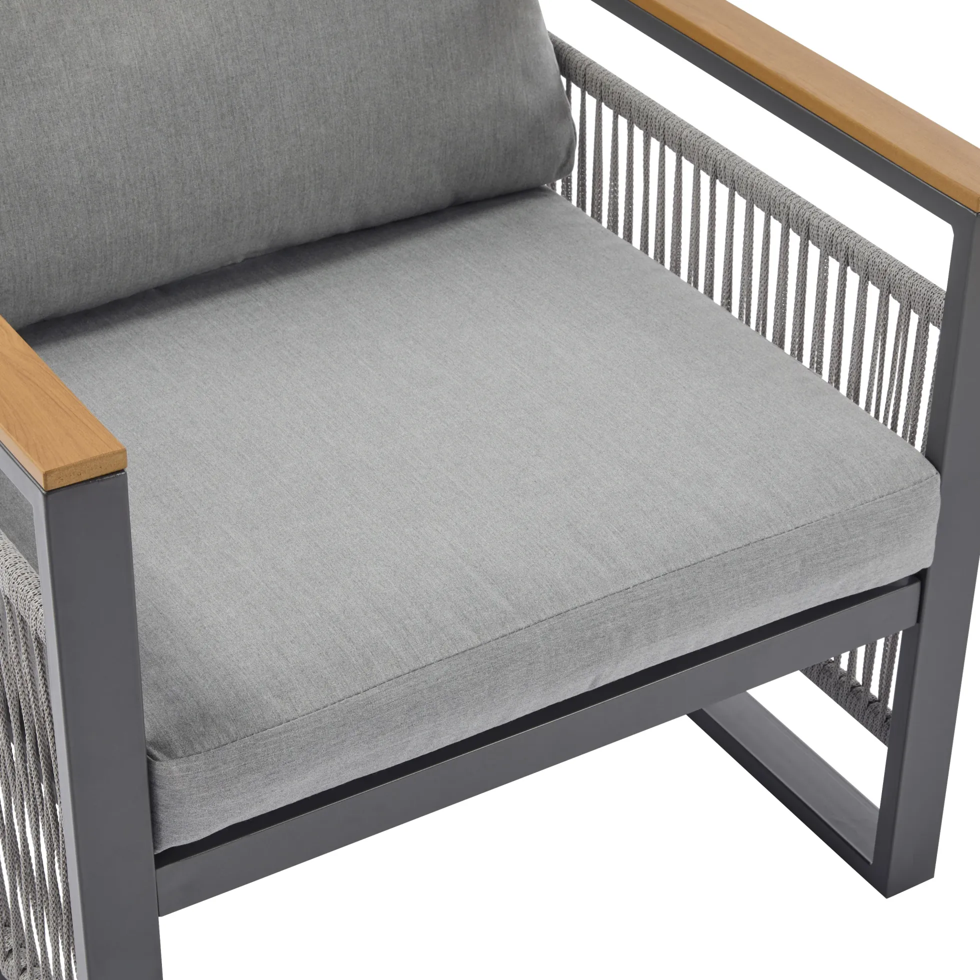 Modern Rope Design Outdoor Patio Sofa Set with Cushion & Table