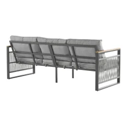 Modern Rope Design Outdoor Patio Sofa Set with Cushion & Table