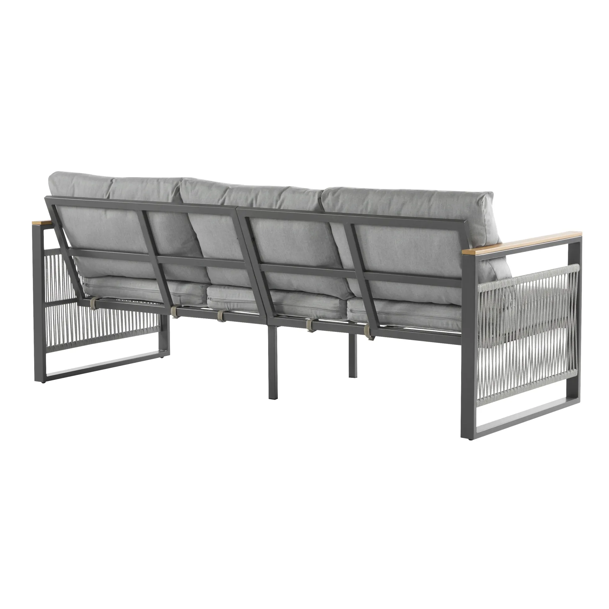 Modern Rope Design Outdoor Patio Sofa Set with Cushion & Table