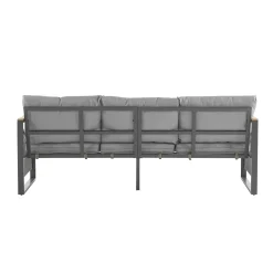 Modern Rope Design Outdoor Patio Sofa Set with Cushion & Table
