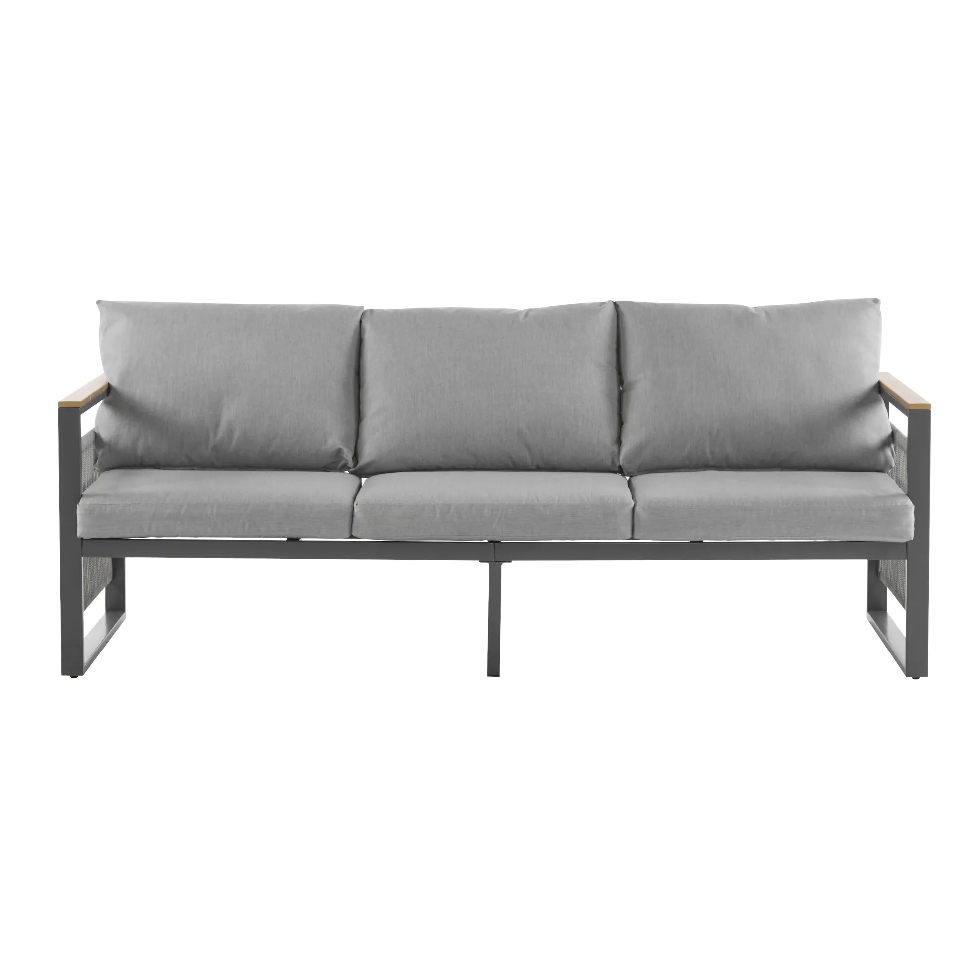 Modern Rope Design Outdoor Patio Sofa Set with Cushion & Table