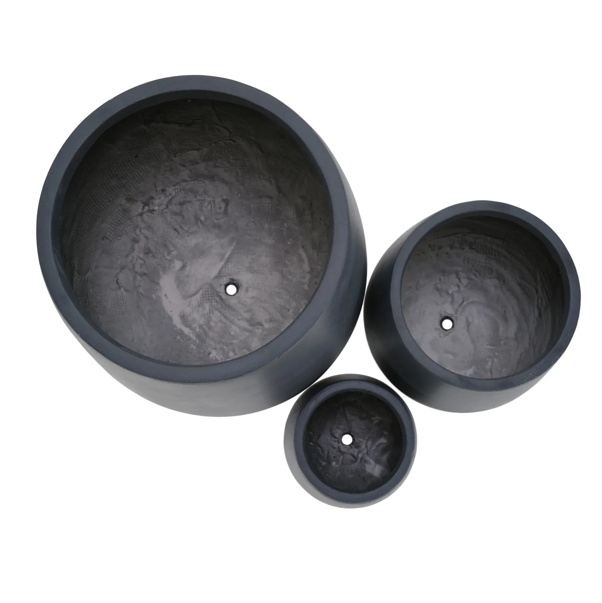 Modern Round Lightweight Outdoor Patio Planter Set of 3 Sizes