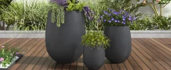 Modern Round Lightweight Outdoor Patio Planter Set of 3 Sizes