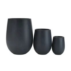 Modern Round Lightweight Outdoor Patio Planter Set of 3 Sizes
