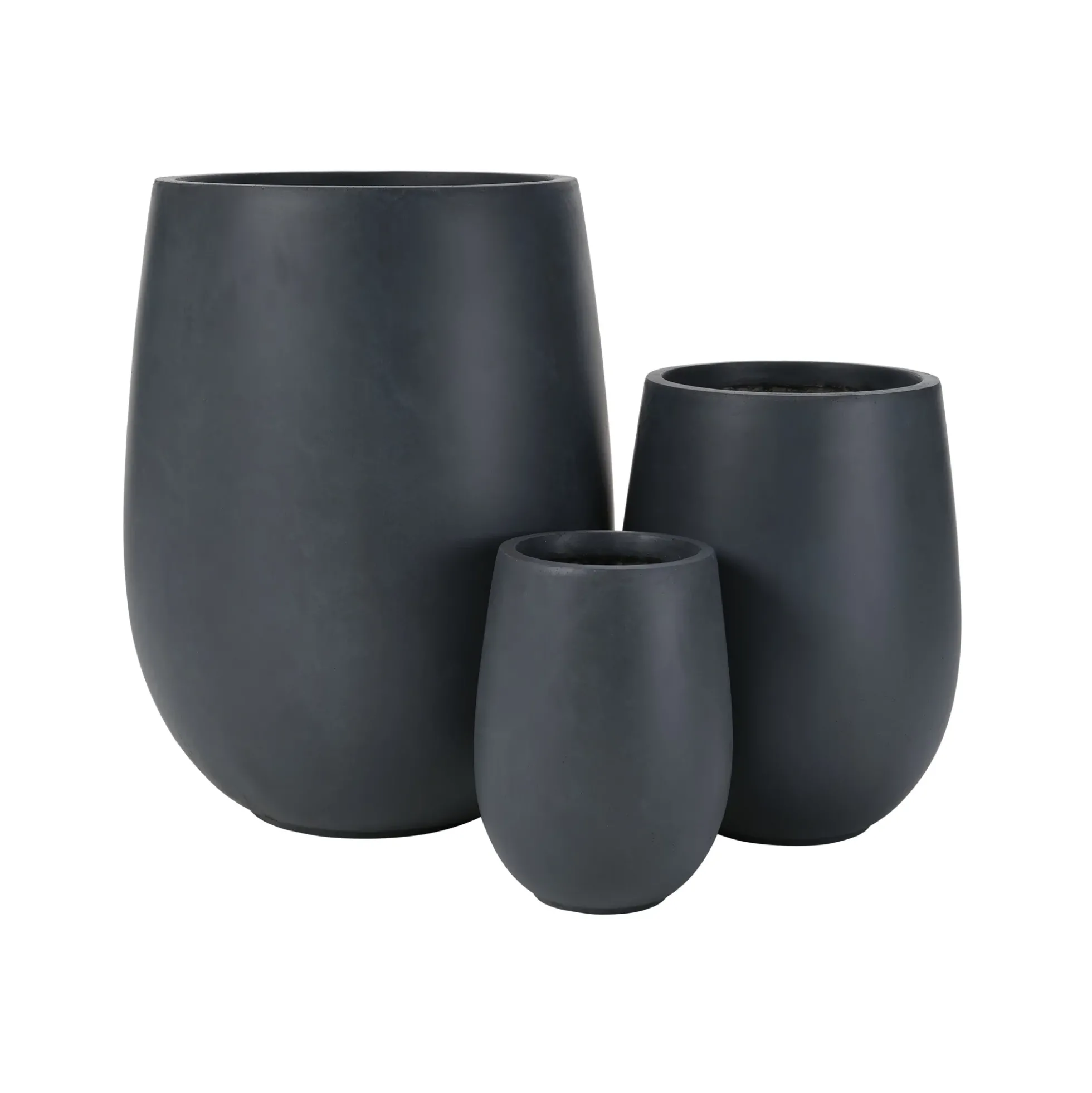 Modern Round Lightweight Outdoor Patio Planter Set of 3 Sizes