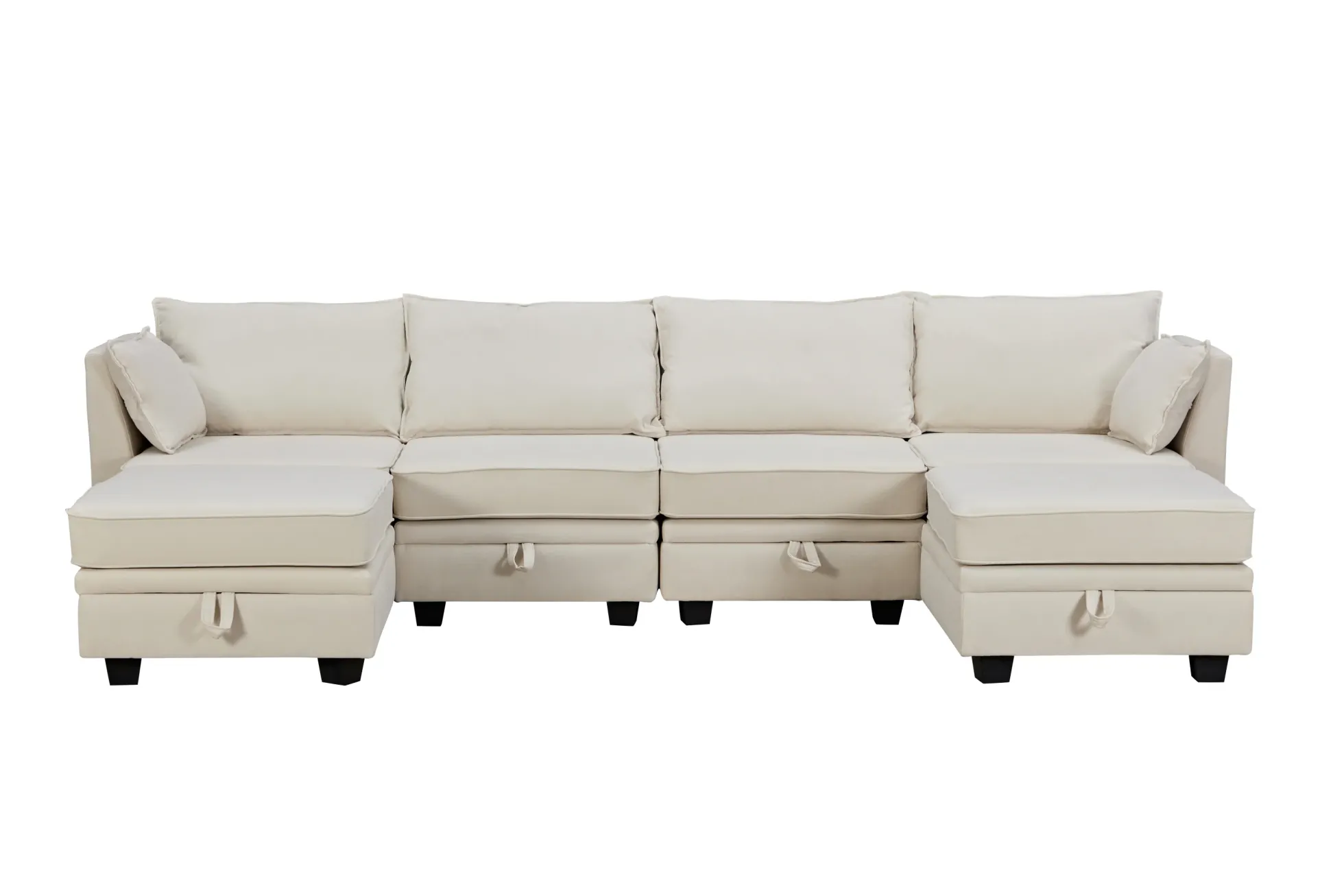 Modern Storage U-Shape Modular Sectional Convertible Sofa Bed with Ottoman