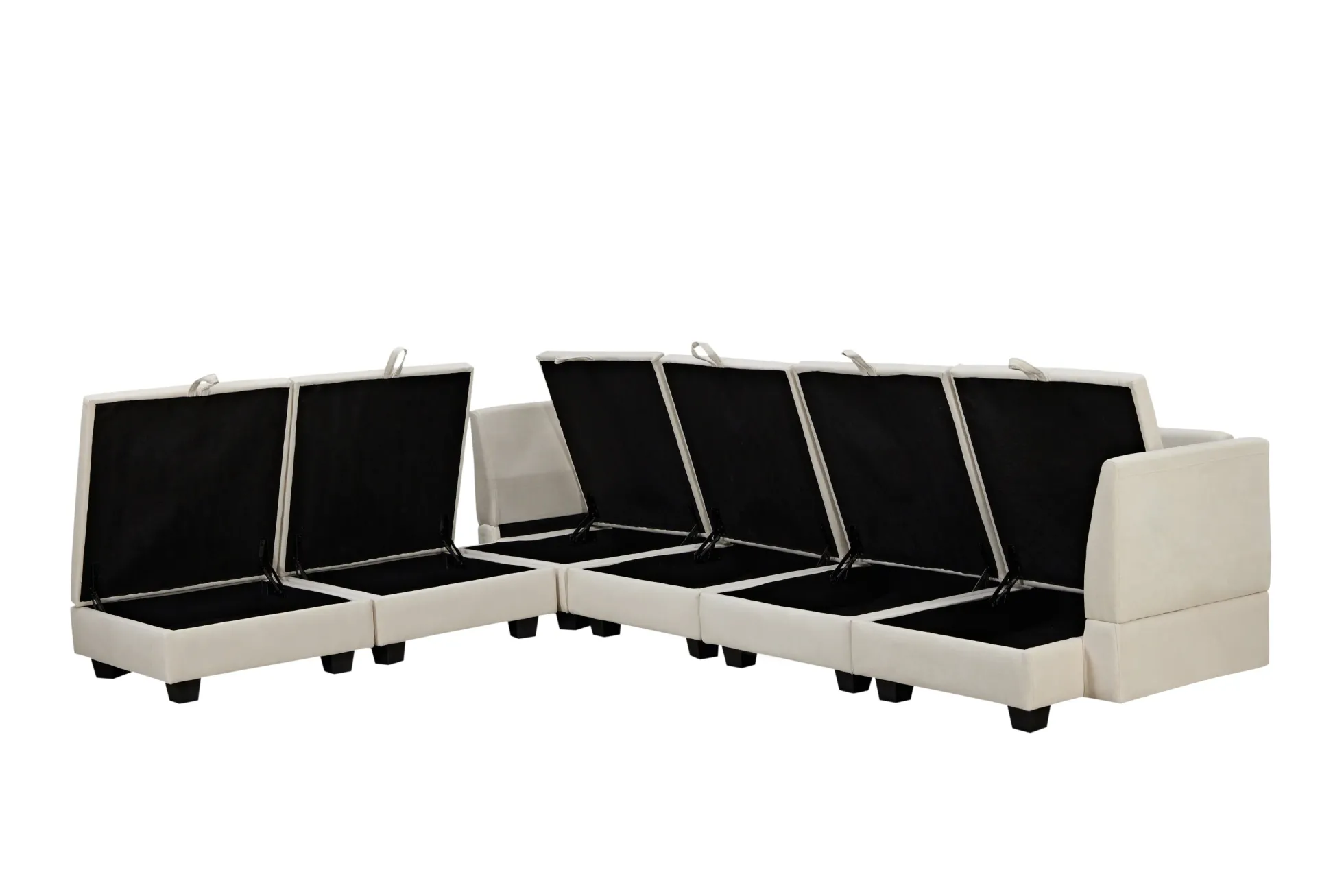 Modern Storage U-Shape Modular Sectional Convertible Sofa Bed with Ottoman