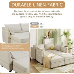 Modern Storage U-Shape Modular Sectional Convertible Sofa Bed with Ottoman