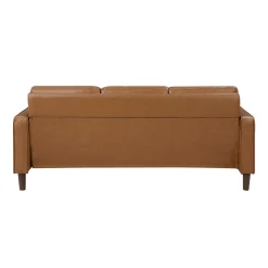 Modern Style Brown Faux Leather 3-Seater Sofa Couch