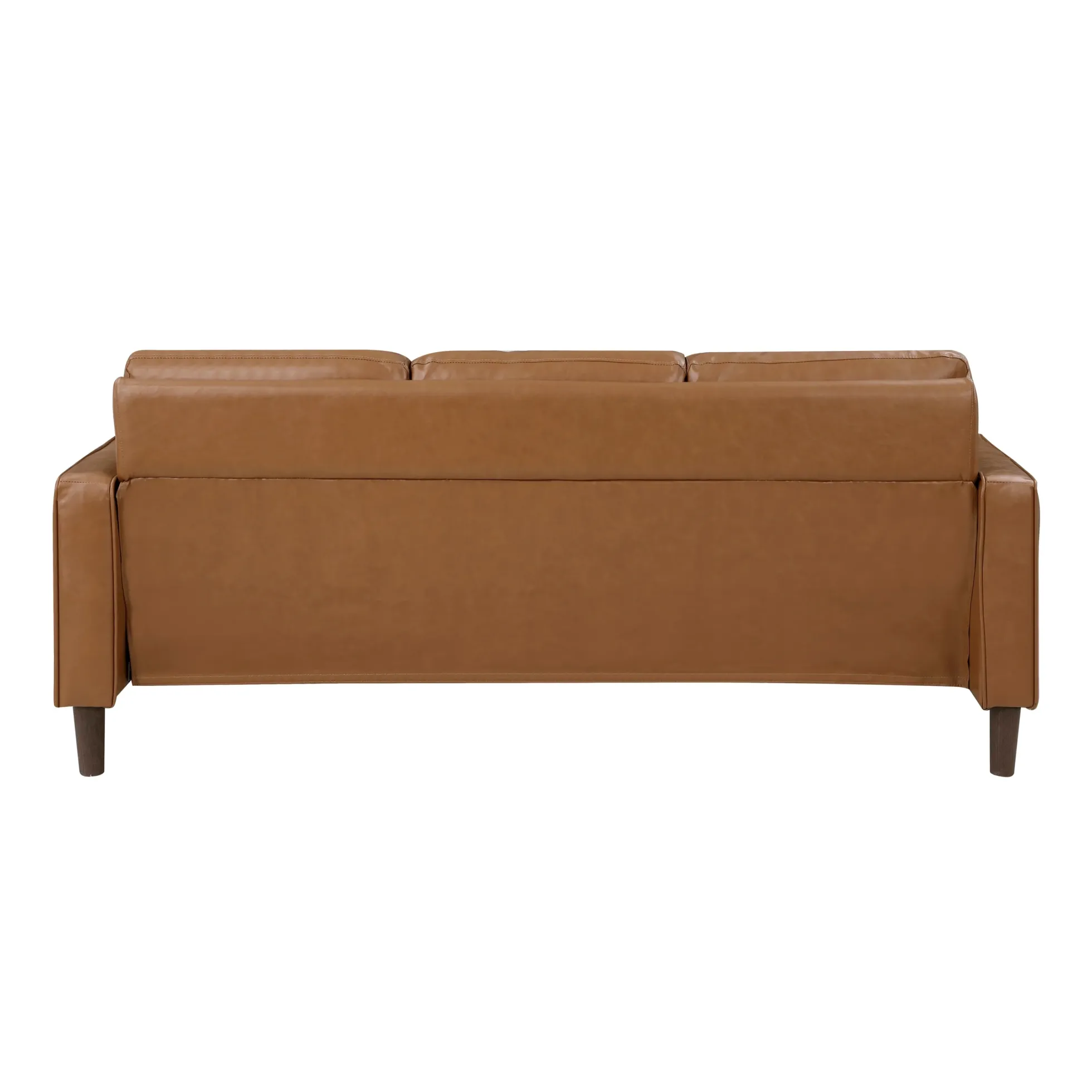 Modern Style Brown Faux Leather 3-Seater Sofa Couch