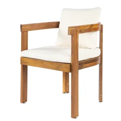 Modern Teak 7 Pieces Acacia Wood Outdoor Dining Set with Cream Cushions