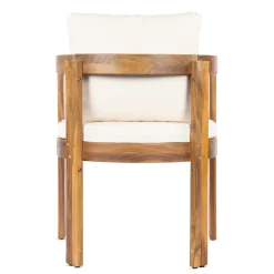 Modern Teak 7 Pieces Acacia Wood Outdoor Dining Set with Cream Cushions