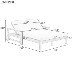 Modern Teak Wood Outdoor Patio Sunbed Lounger