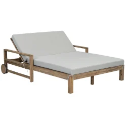 Modern Teak Wood Outdoor Patio Sunbed Lounger