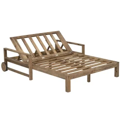 Modern Teak Wood Outdoor Patio Sunbed Lounger