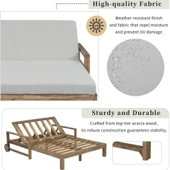 Modern Teak Wood Outdoor Patio Sunbed Lounger