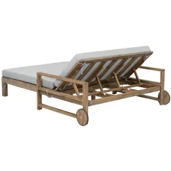 Modern Teak Wood Outdoor Patio Sunbed Lounger