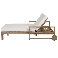 Modern Teak Wood Outdoor Patio Sunbathing Lounge Bed