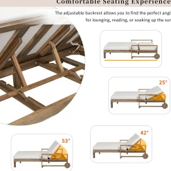 Modern Teak Wood Outdoor Patio Sunbathing Lounge Bed
