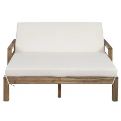 Modern Teak Wood Outdoor Patio Sunbathing Lounge Bed