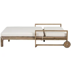 Modern Teak Wood Outdoor Patio Sunbathing Lounge Bed