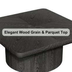 Modern Veneer 34.6'' Square Fluted Cylindrical Base Coffee Table