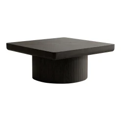 Modern Veneer 34.6'' Square Fluted Cylindrical Base Coffee Table
