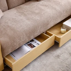 Multifunctional Convertible Sleeper Bed Sofa with Storage Ottoman