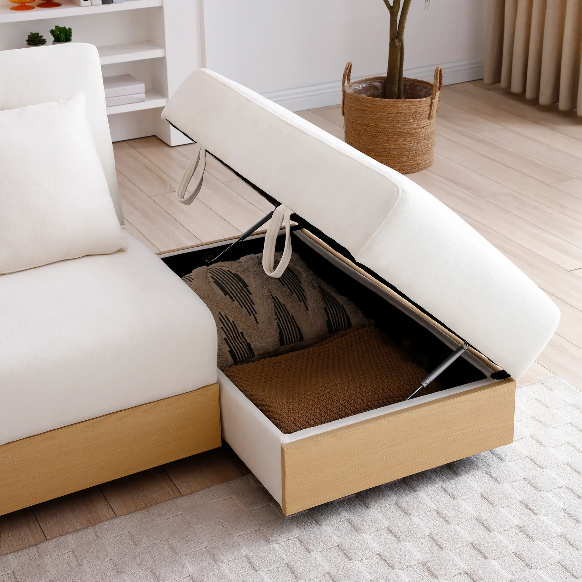 Multifunctional Convertible Sleeper Bed Sofa with Storage Ottoman