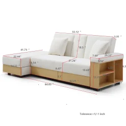 Multifunctional Convertible Sleeper Bed Sofa with Storage Ottoman