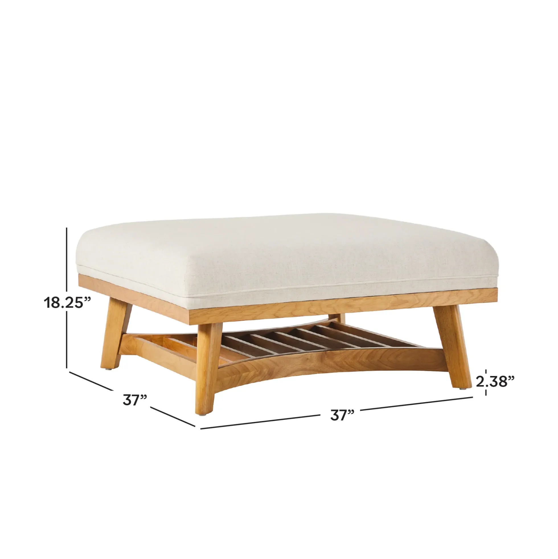 Nash Modern Farmhouse Easy Assembly Linen Large Ottoman