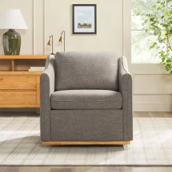 Nash Modern Farmhouse Easy Assembly Linen Swivel Accent Chair