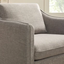 Nash Modern Farmhouse Easy Assembly Linen Swivel Accent Chair
