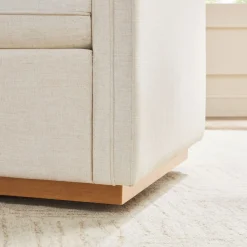 Nash Modern Farmhouse Easy Assembly Linen Swivel Accent Chair