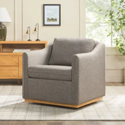 Nash Modern Farmhouse Linen Swivel Accent Chairs, Set of 2