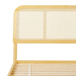 Neru Boho Curved Rattan-Headboard Bed Collection (Queen or King)