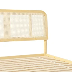 Neru Boho Curved Rattan-Headboard Bed Collection (Queen or King)
