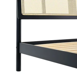 Neru Boho Curved Rattan-Headboard Bed Collection (Queen or King)