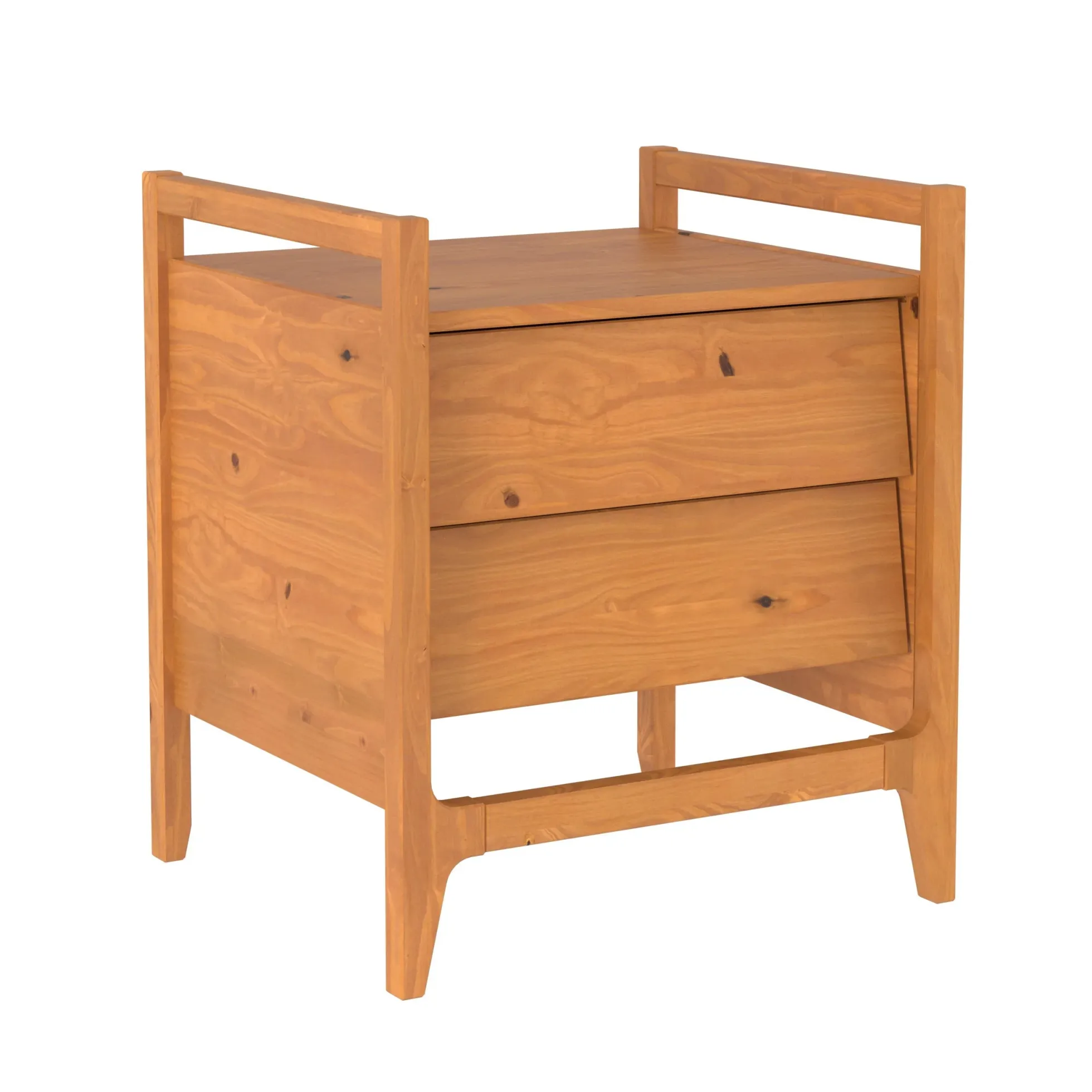 Oswald Mid-Century Modern 2-Drawer Wood Nightstand
