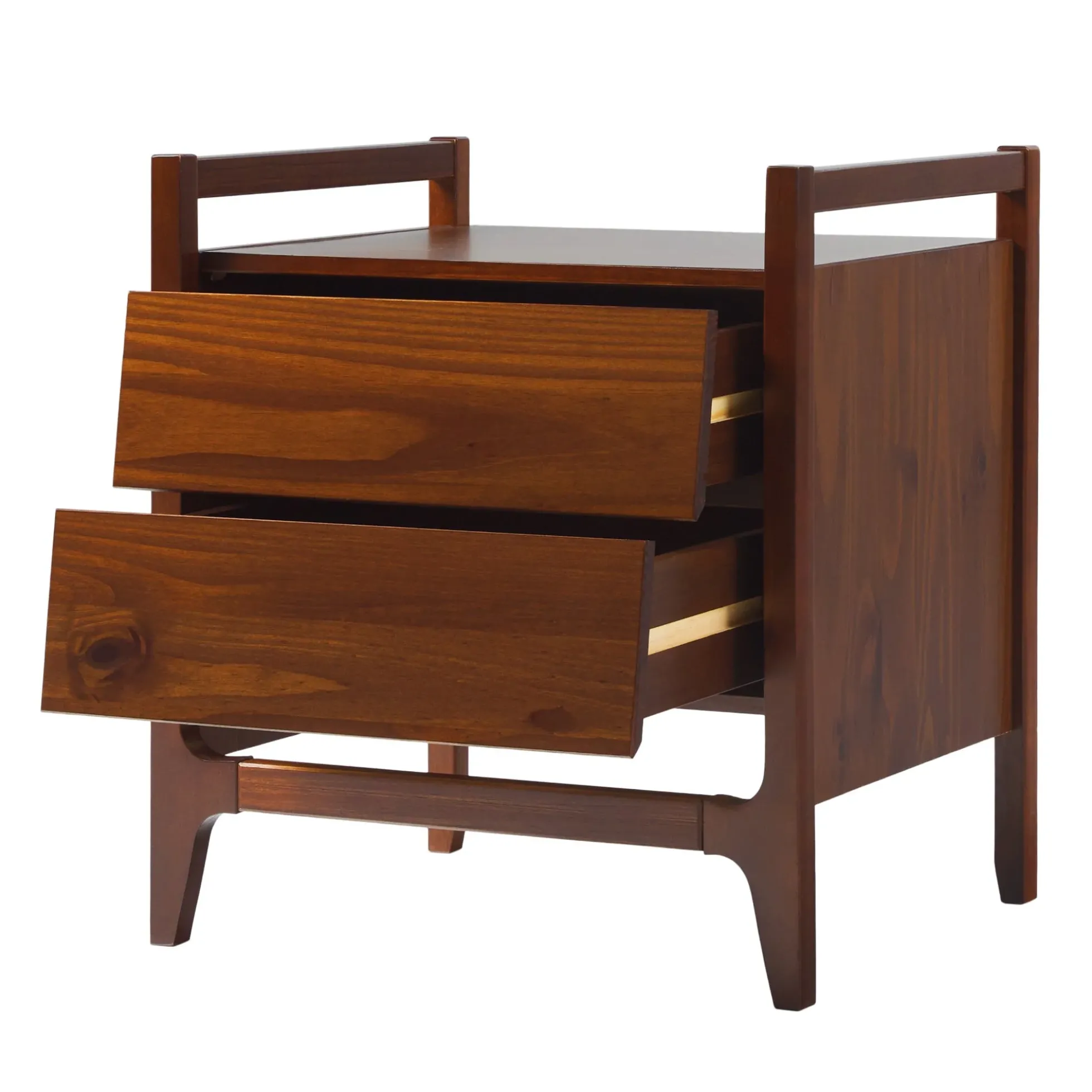 Oswald Mid-Century Modern 2-Drawer Wood Nightstand