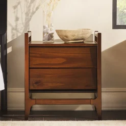Oswald Mid-Century Modern 2-Drawer Wood Nightstand