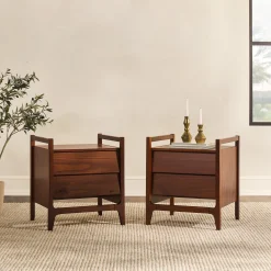 Oswald Mid-Century Modern 2-Drawer Wood Nightstand