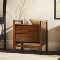 Oswald Mid-Century Modern 2-Drawer Wood Nightstand