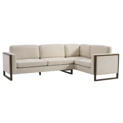 Otis L Shaped Sectional Chenille Sofa Couch with Wood Trim