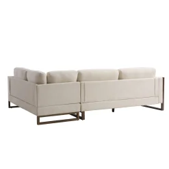 Otis L Shaped Sectional Chenille Sofa Couch with Wood Trim