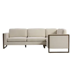 Otis L Shaped Sectional Chenille Sofa Couch with Wood Trim