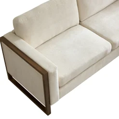 Otis L Shaped Sectional Chenille Sofa Couch with Wood Trim