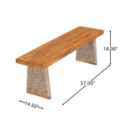 Outdoor 3 Piece Acacia Wood Dining Set with Handwoven Rattan Legs