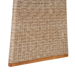 Outdoor 3 Piece Acacia Wood Dining Set with Handwoven Rattan Legs