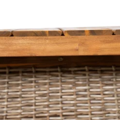 Outdoor 3 Piece Acacia Wood Dining Set with Handwoven Rattan Legs